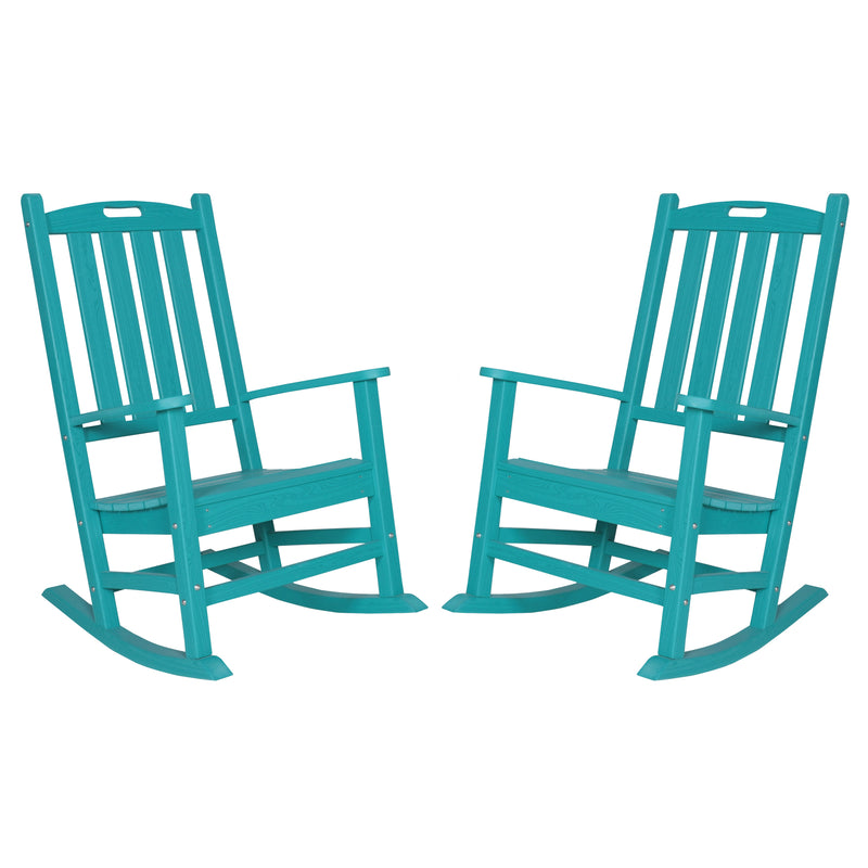 VEIKOUS Rocking Chairs for Outside, HDPE Outdoor Rocking Chairs Set of 2