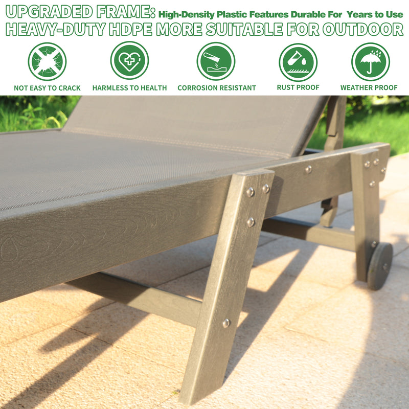 Veikous HDPE Patio Chaise Lounge Chair for Outdoor