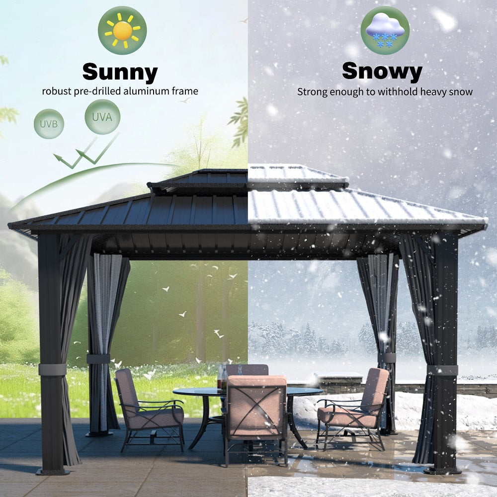 VEIKOUS Gazebo 10'x12' Outdoor Gazebo, Patio Gazebo with Curtains and ...