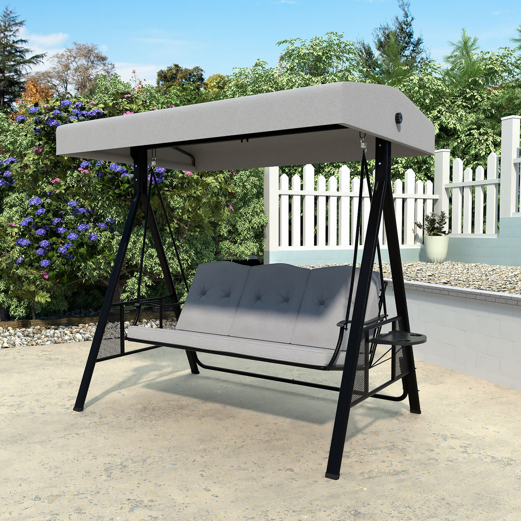 VEIKOUS Patio Porch Swing Chair with Canopy, 3-Person Outdoor Canopy Swing Glider