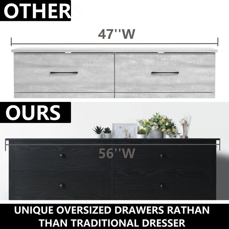 VEIKOUS Oversized Dresser Chest of 6 Drawers for Bedroom Storage, Tall  Drawer Dresser Wood Grain with Metal Knobs for Living Room, Hallway and Entryway