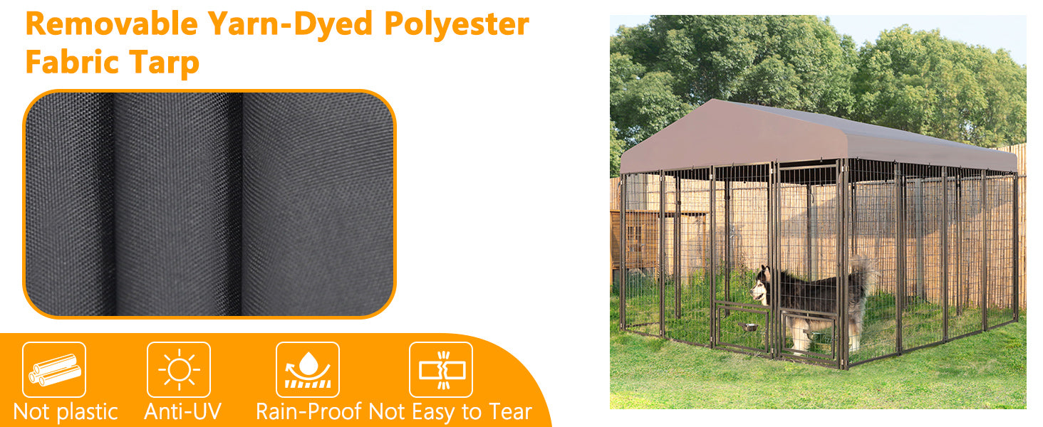 VEIKOUS Large Dog Kennel, Outdoor Dog House with Roof – Veikous