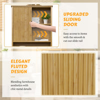 Veikous Over the Toilet Storage Cabinet with Sliding Door, Bamboo Bathroom Shelf
