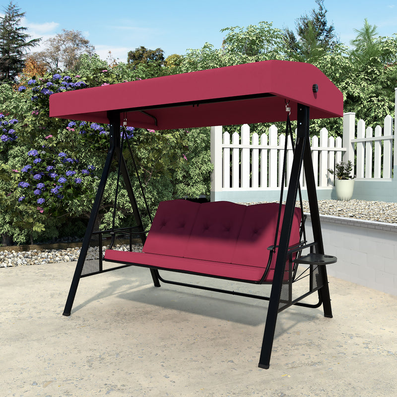 VEIKOUS Patio Porch Swing Chair with Canopy, 3-Person Outdoor Canopy Swing Glider