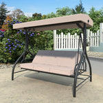 VEIKOUS Patio Porch Swing Chair, 3-Seat Outdoor Canopy Swing Glider with Stand and Cushions