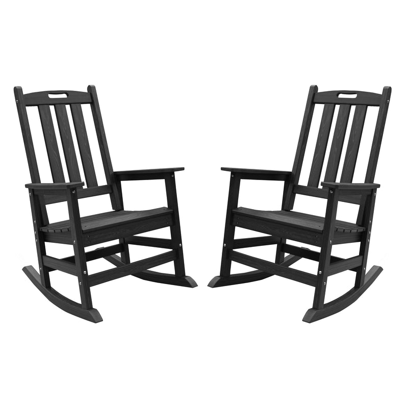 VEIKOUS Rocking Chair Set of 2, Outdoor Rocker Chairs with High Back