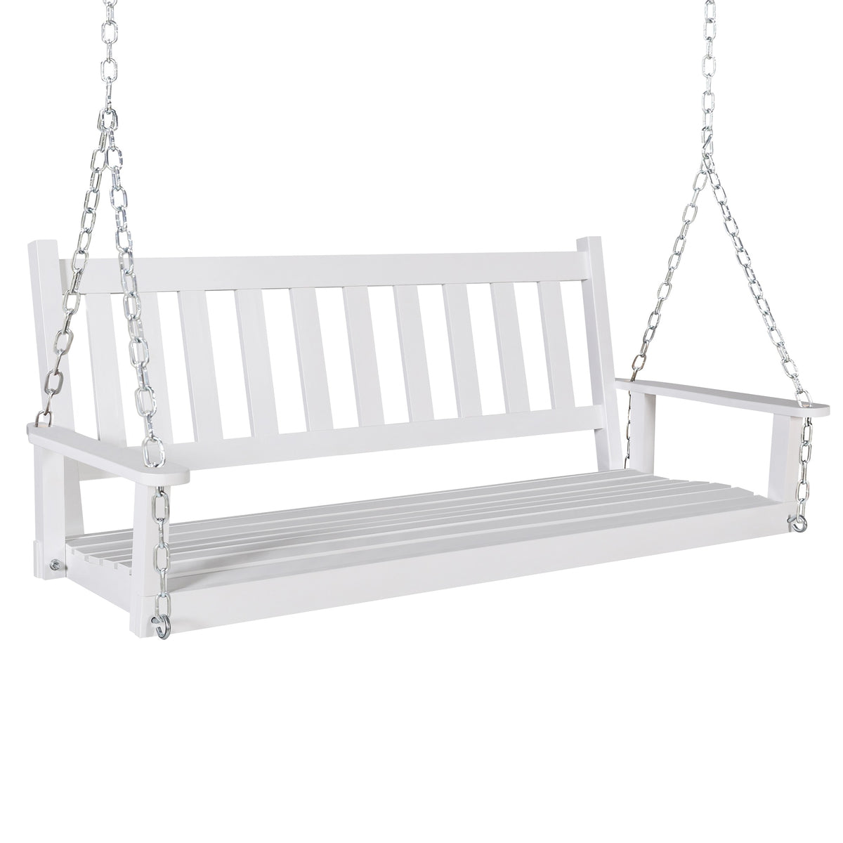 VEIKOUS Outdoor Patio Hanging Wooden Porch Swing with Chains, 2-Person Heavy Duty Swing Bench