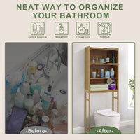VEIKOUS Toilet Storage Cabinet for Bathroom, Bamboo Over Toilet Organizer