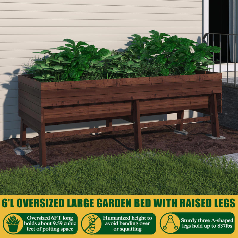 Veikous Raised Garden Bed Outdoor for Vegetables with Legs, Large Elevated Garden Planter Box Wood with Liner Design for Herbs