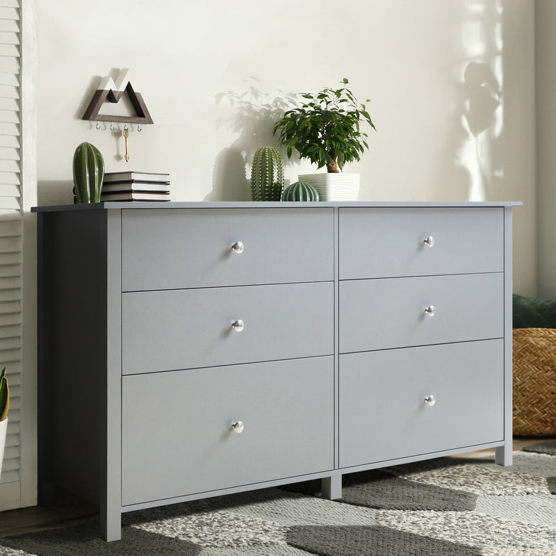 VEIKOUS Oversized Dresser Chest of 6 Drawers for Bedroom Storage, Tall  Drawer Dresser Wood Grain with Metal Knobs for Living Room, Hallway and Entryway