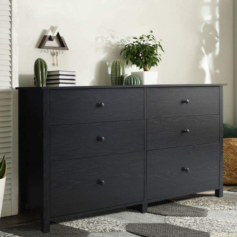 VEIKOUS Oversized Dresser Chest of 6 Drawers for Bedroom Storage, Tall  Drawer Dresser Wood Grain with Metal Knobs for Living Room, Hallway and Entryway