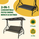Veikous Outdoor Patio Porch 3-Seat Swing with PVC Hardtop Canopy