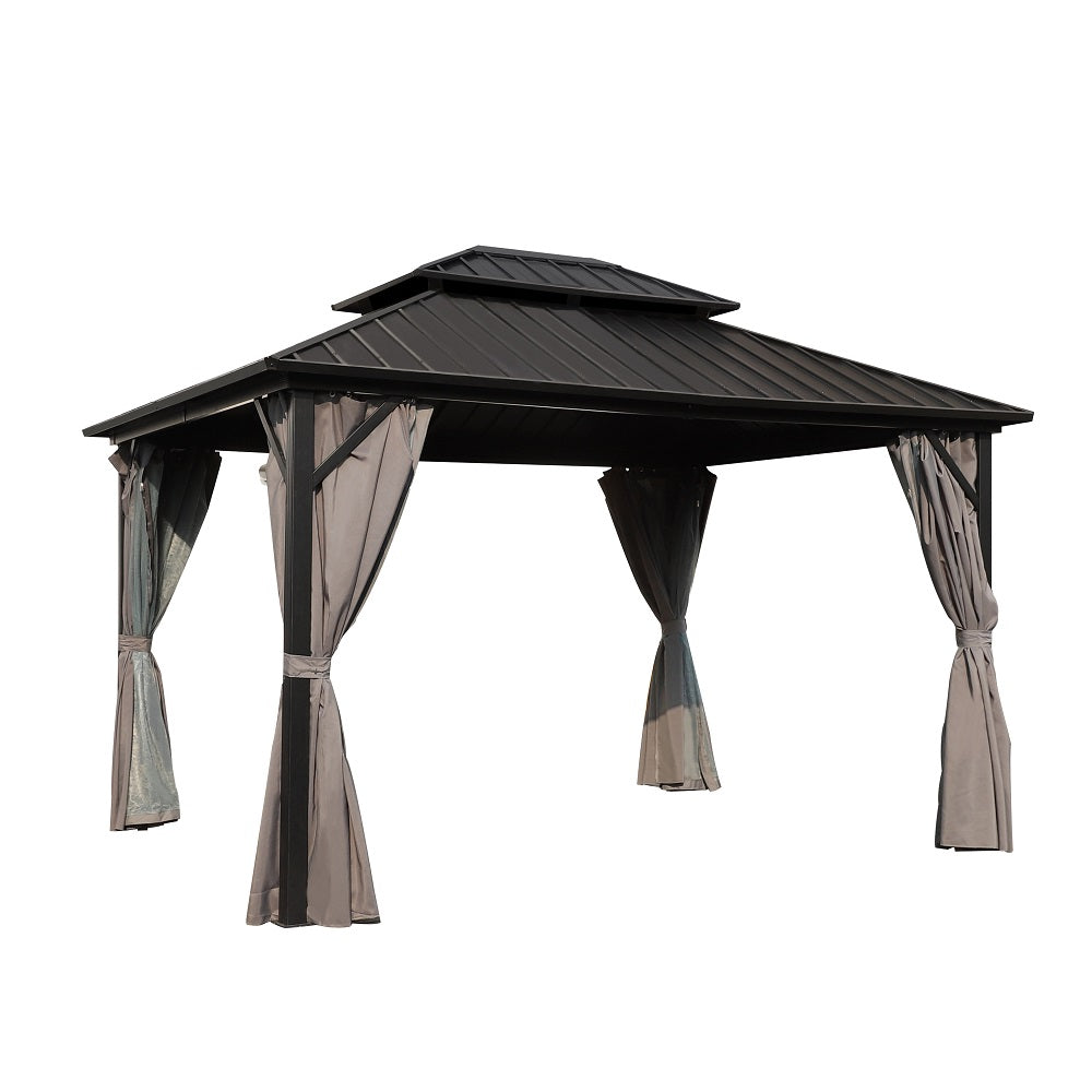 VEIKOUS Gazebo 10x12, Patio Gazebo with Netting and Curtains, Hardtop ...