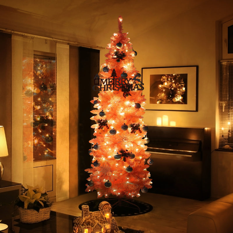 6ft Slim Pencil Christmas Tree Pre-lit, Artificial Christmas Tree with Lights