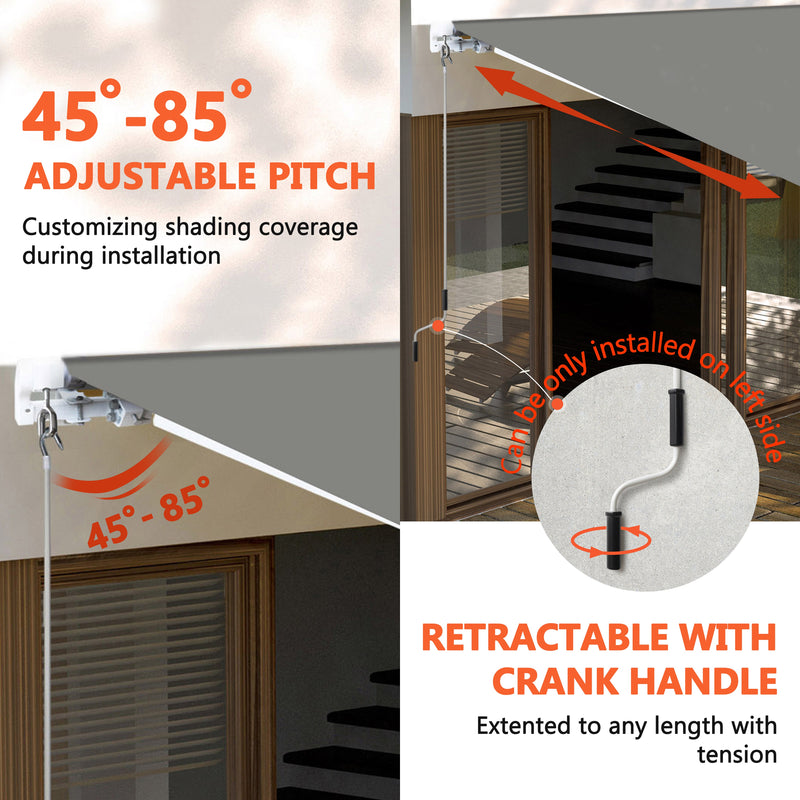 VEIKOUS 12' x 10' Retractable Patio Awning Sunshade Cover with Manual Crank