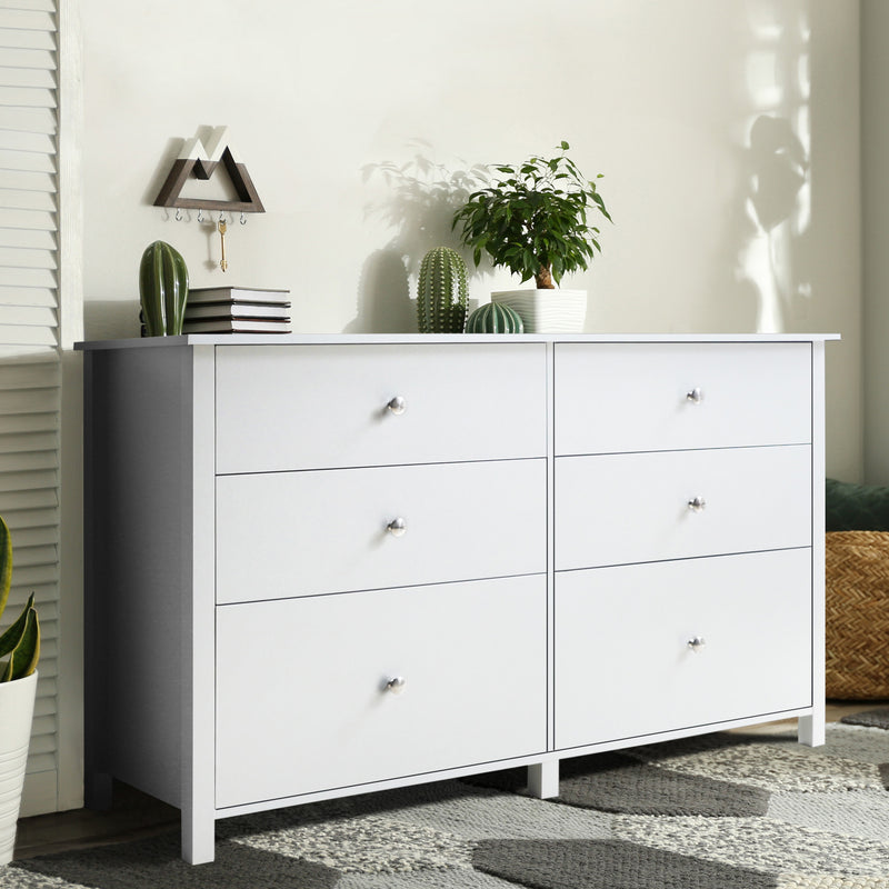 VEIKOUS Oversized Dresser Chest of 6 Drawers for Bedroom Storage, Tall  Drawer Dresser Wood Grain with Metal Knobs for Living Room, Hallway and Entryway