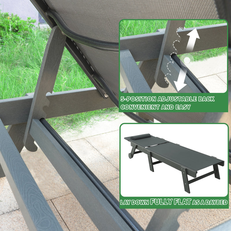 Veikous HDPE Patio Chaise Lounge Chair for Outdoor