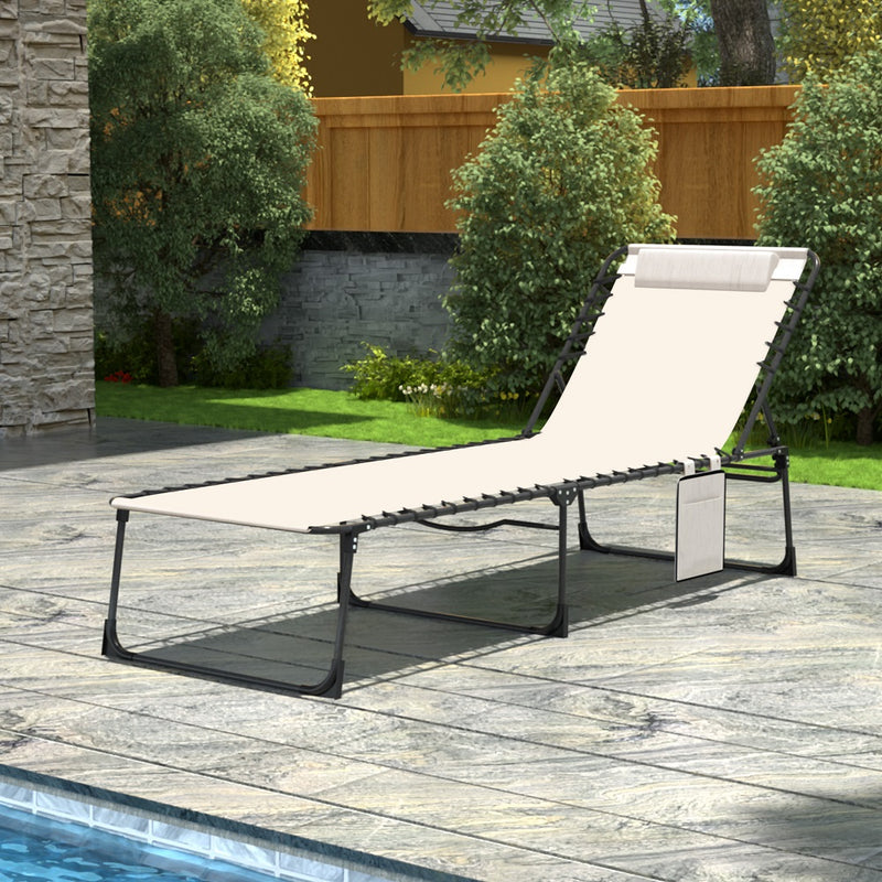 4 Folding Patio Chaise Lounge Chair with Pocket Pillow Veikous
