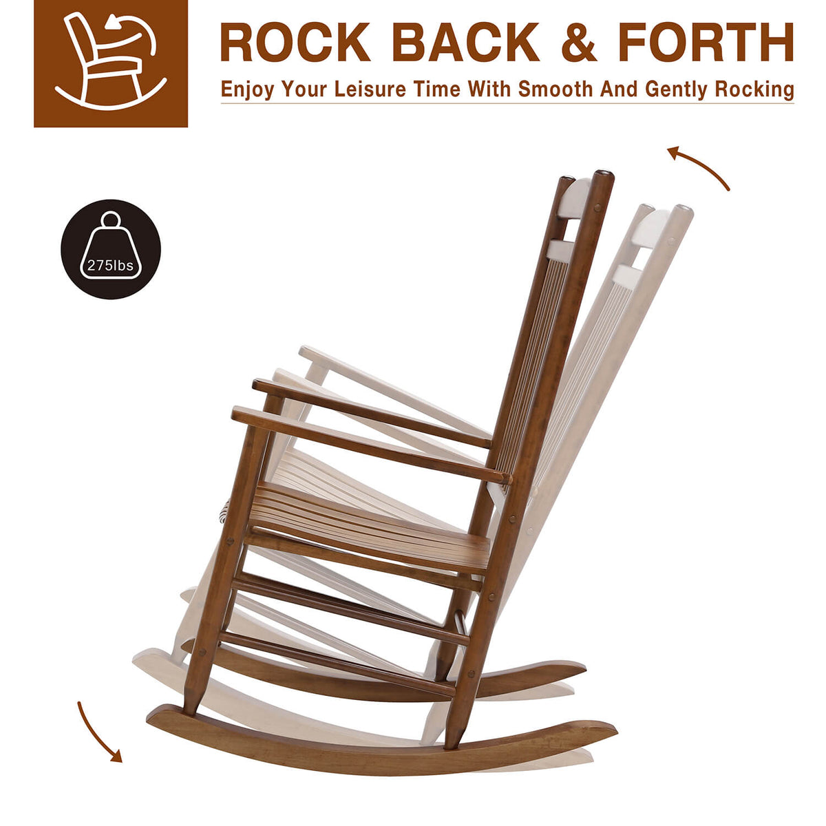 Outdoor Rocking Chair Set of 2, Chocolate