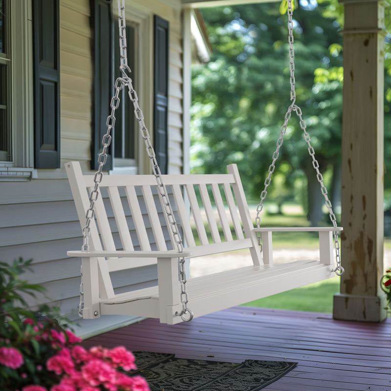 VEIKOUS Outdoor Patio Hanging Wooden Porch Swing with Chains, 2-Person Heavy Duty Swing Bench