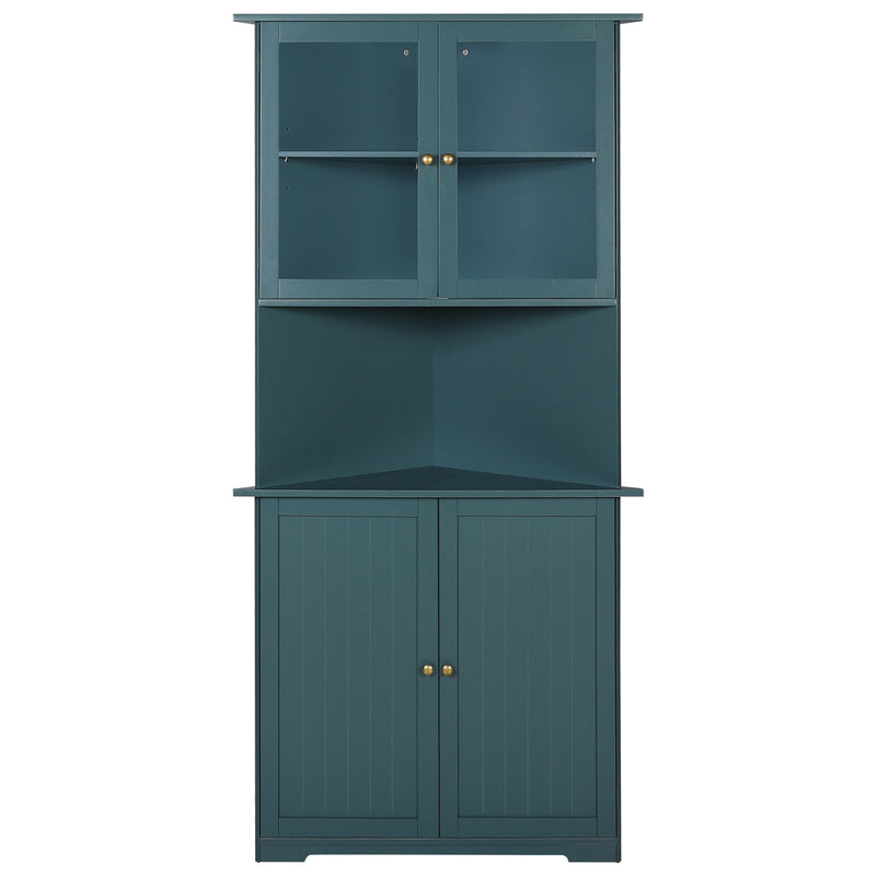 VEIKOUS Tall Corner Cabinet with Doors and Shelves