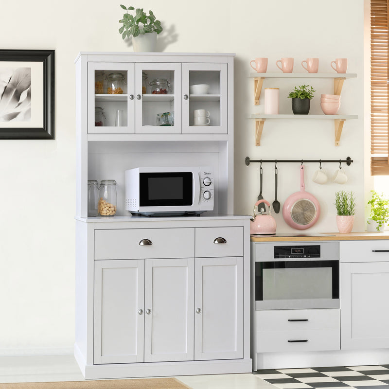 71" Kitchen Pantry Cabinet Storage Hutch with Microwave Stand-VEIKOUS