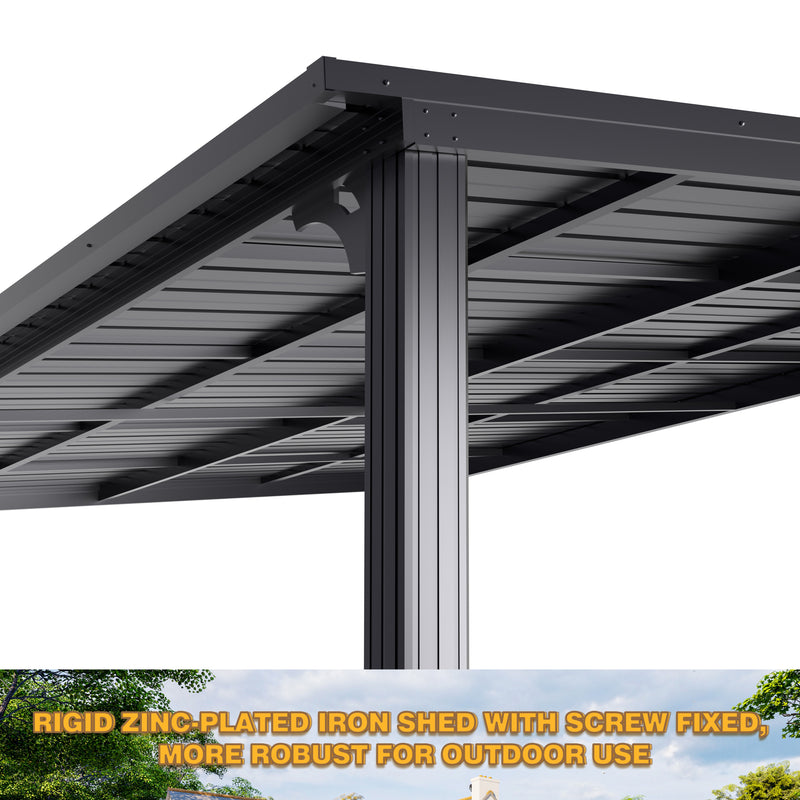 Veikous 10'x 14' Gazebo， Outdoor Pergola on Clearance with Aluminum Frame, Outdoor Patio Lean to Gazebo Awnings for Deck, Porch and Backyard