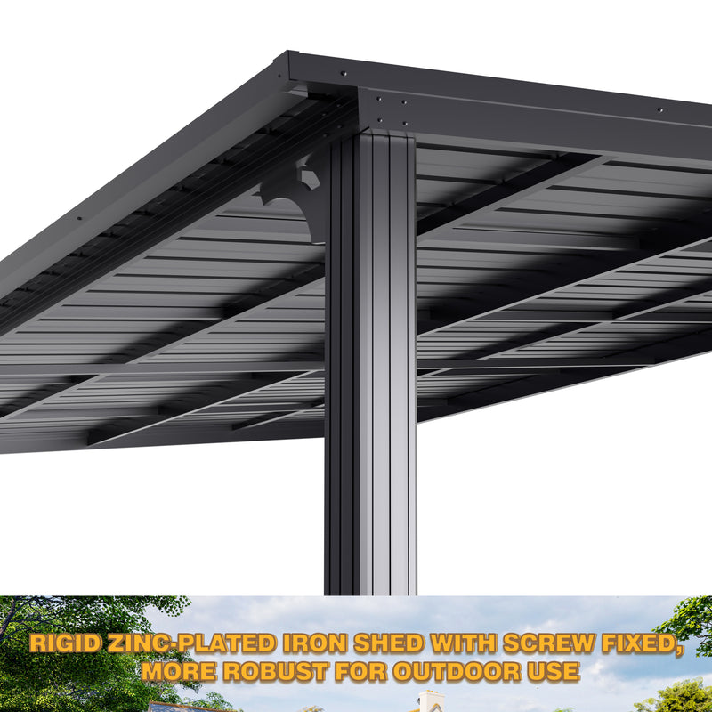 VEIKOUS 10'x 14' Gazebo, Outdoor Pergola with Aluminum Frame, Outdoor Patio Lean to Gazebo Awnings for Deck, Porch and Backyard