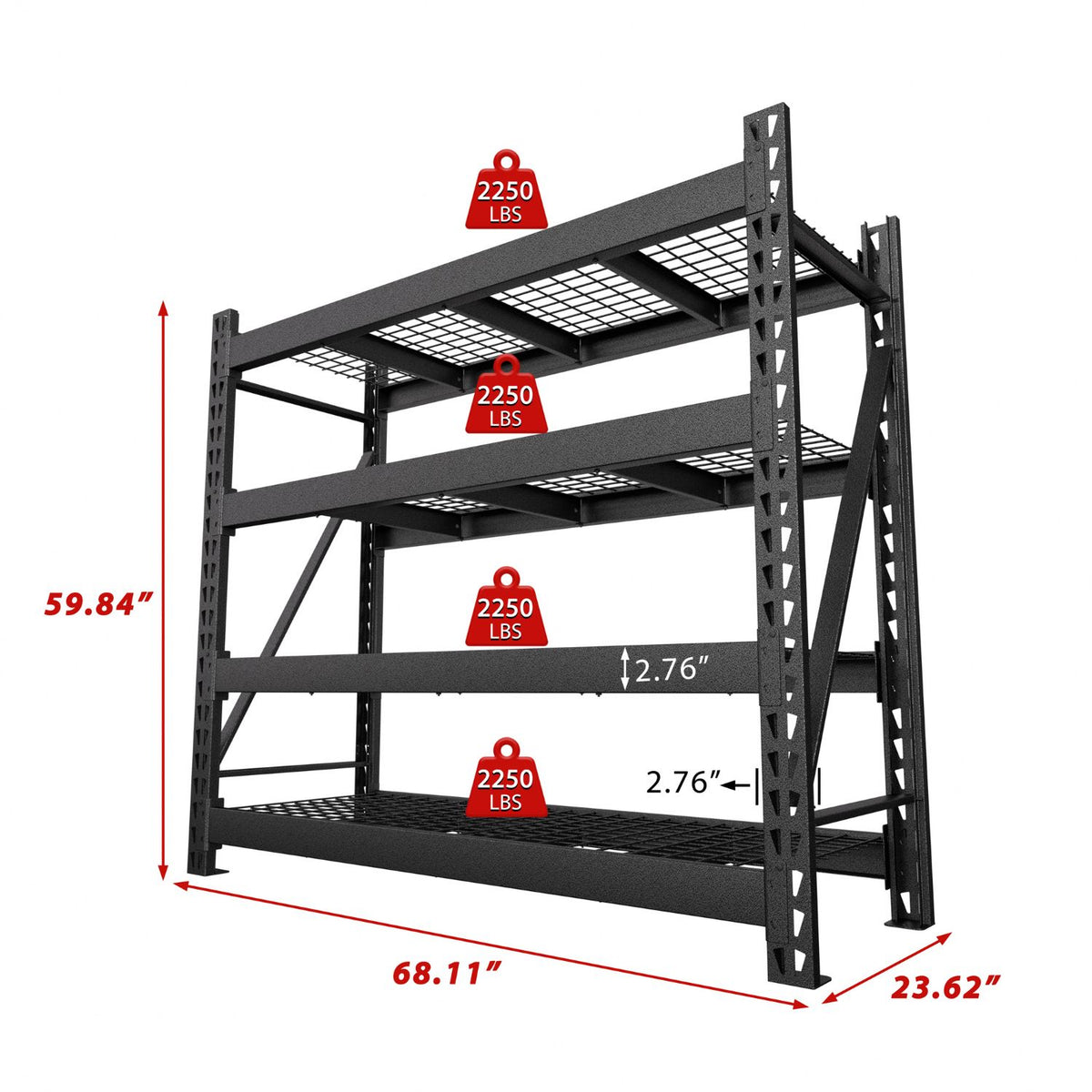 heavy duty adjustable shelving holds up to 9000lbs