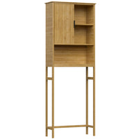 Veikous Over the Toilet Storage Cabinet with Sliding Door, Bamboo Bathroom Shelf
