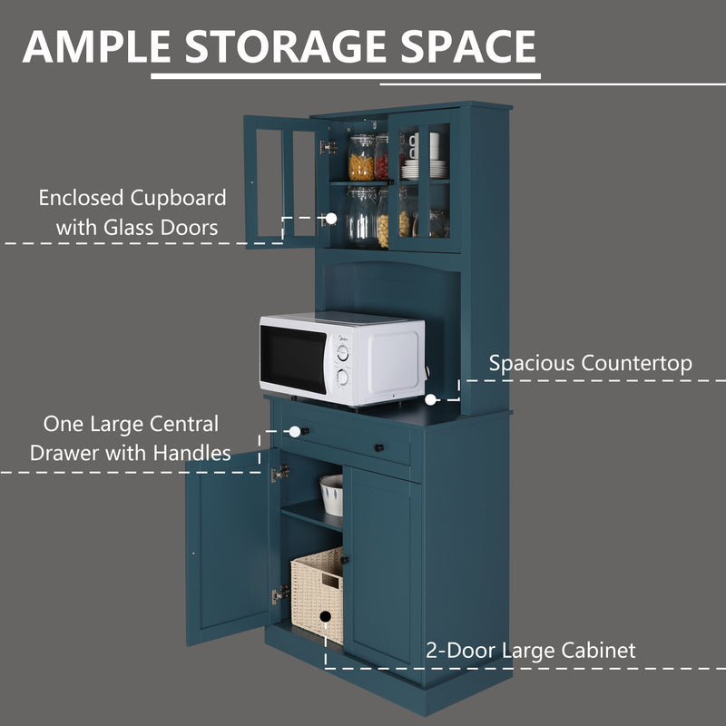 VEIKOUS 72'' Kitchen Pantry Storage Cabinet Buffet Hutch with Microwave Stand and Drawer