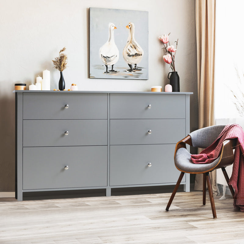 VEIKOUS Oversized Dresser Chest of 6 Drawers for Bedroom Storage, Tall  Drawer Dresser Wood Grain with Metal Knobs for Living Room, Hallway and Entryway