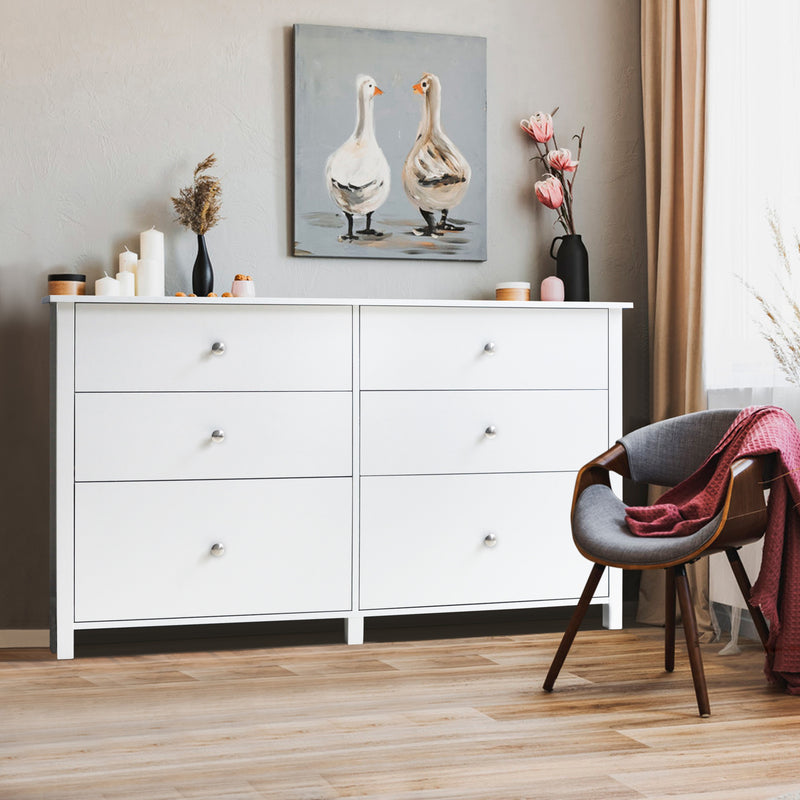 VEIKOUS Oversized Dresser Chest of 6 Drawers for Bedroom Storage, Tall  Drawer Dresser Wood Grain with Metal Knobs for Living Room, Hallway and Entryway