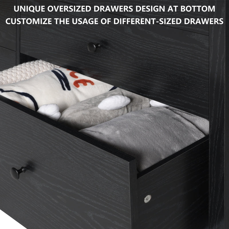 VEIKOUS Oversized Dresser Chest of 6 Drawers for Bedroom Storage, Tall  Drawer Dresser Wood Grain with Metal Knobs for Living Room, Hallway and Entryway