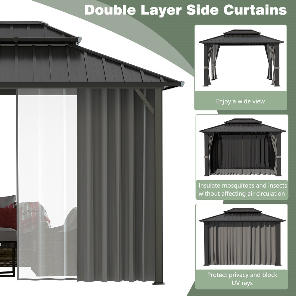 VEIKOUS Gazebo 10'x12' Outdoor Gazebo, Patio Gazebo with Curtains and ...