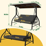 Veikous Outdoor Patio Porch 3-Seat Swing with PVC Hardtop Canopy