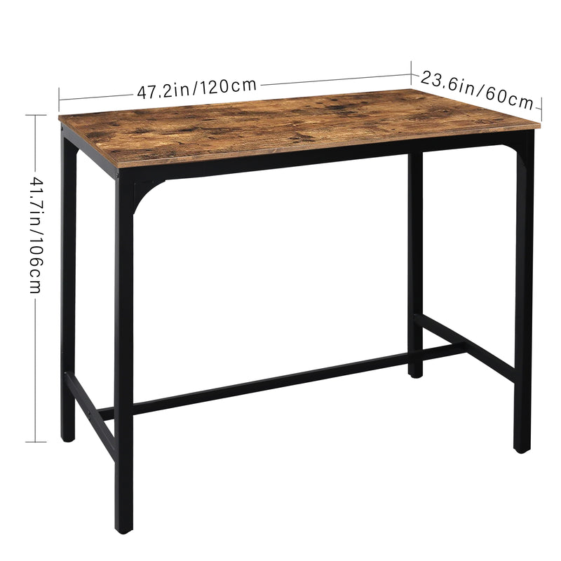 VEIKOUS 47'' High Bar Table Industrial Dining Table, Tall Counter Height Pub Table for Dining Room, Kitchen or Living Room