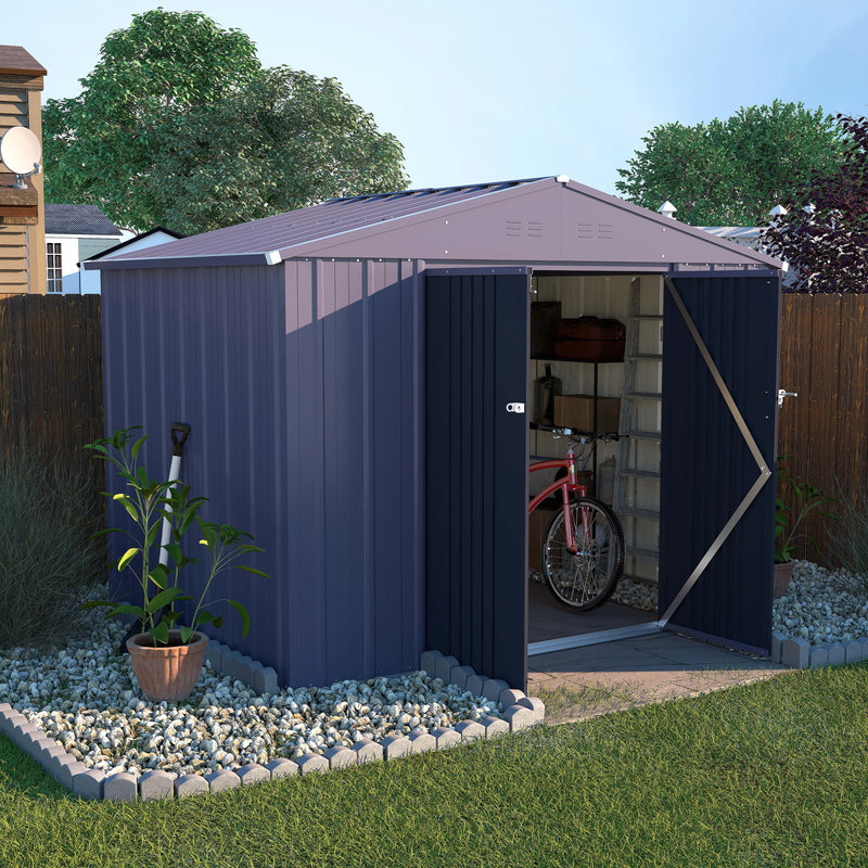 VEIKOUS Multi Size Outdoor Storage Shed, Garden Metal Shed, Utility Tool Shed Storage for Backyard, Patio and Lawn with Vents