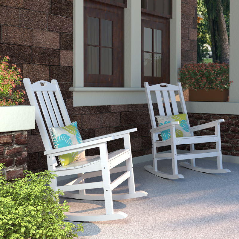 VEIKOUS Rocking Chairs for Outside, HDPE Outdoor Rocking Chairs Set of 2