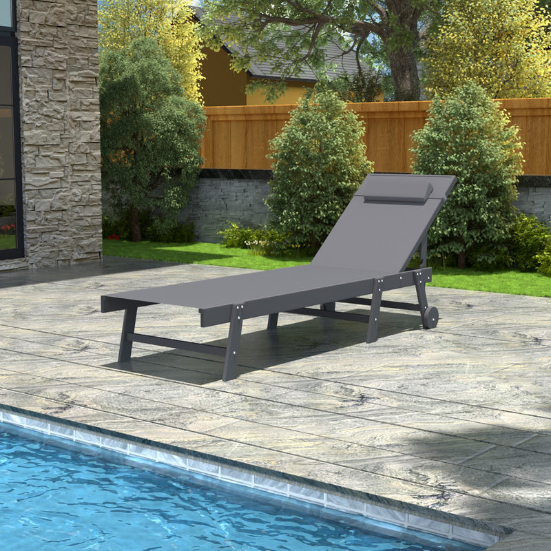 VEIKOUS HDPE Patio Chaise Lounge Chair for Outdoor