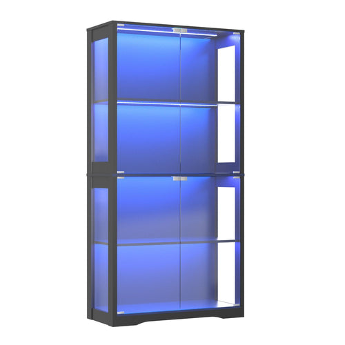Veikous Display Cabinet with Glass Doors and Shelves