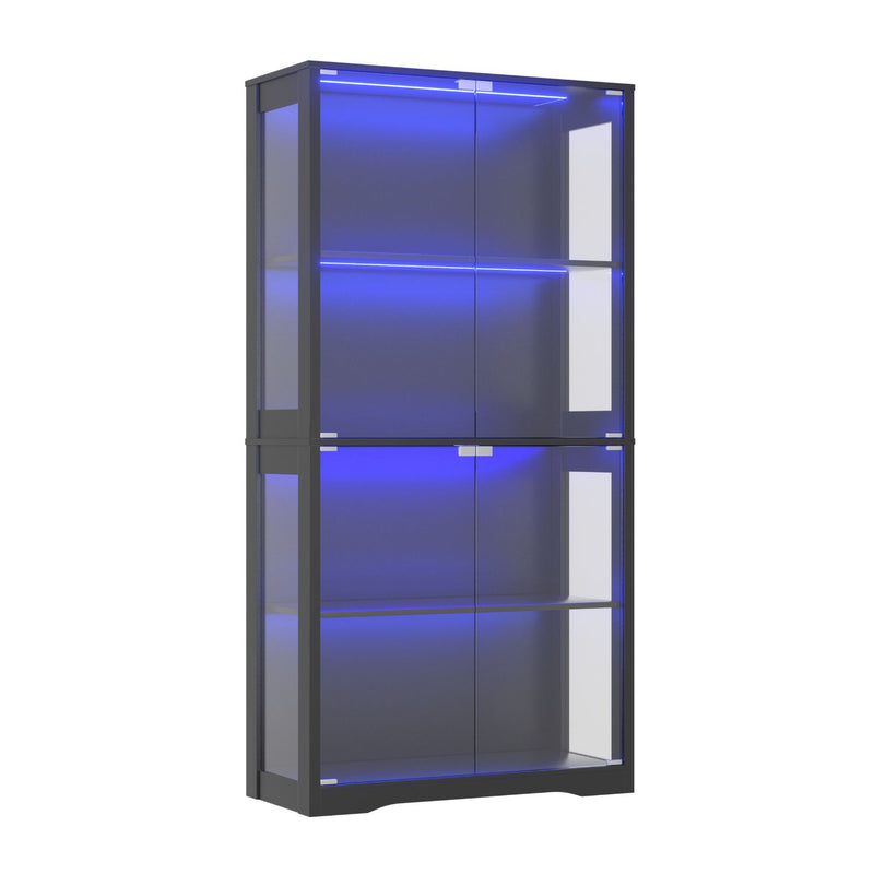 Veikous Display Cabinet with Glass Doors and Shelves