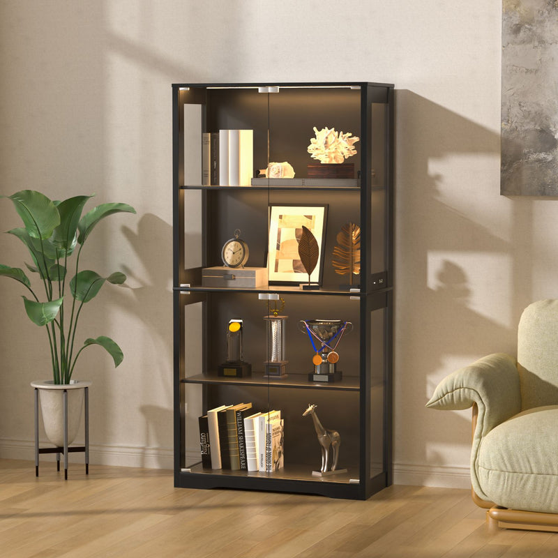 Veikous Glass Cabinet Display for Collectibles