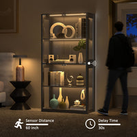 4-Tier Curio Cabinet with Motion Sensor