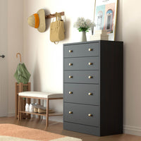 5 Drawer Chest Dresser, Coffee