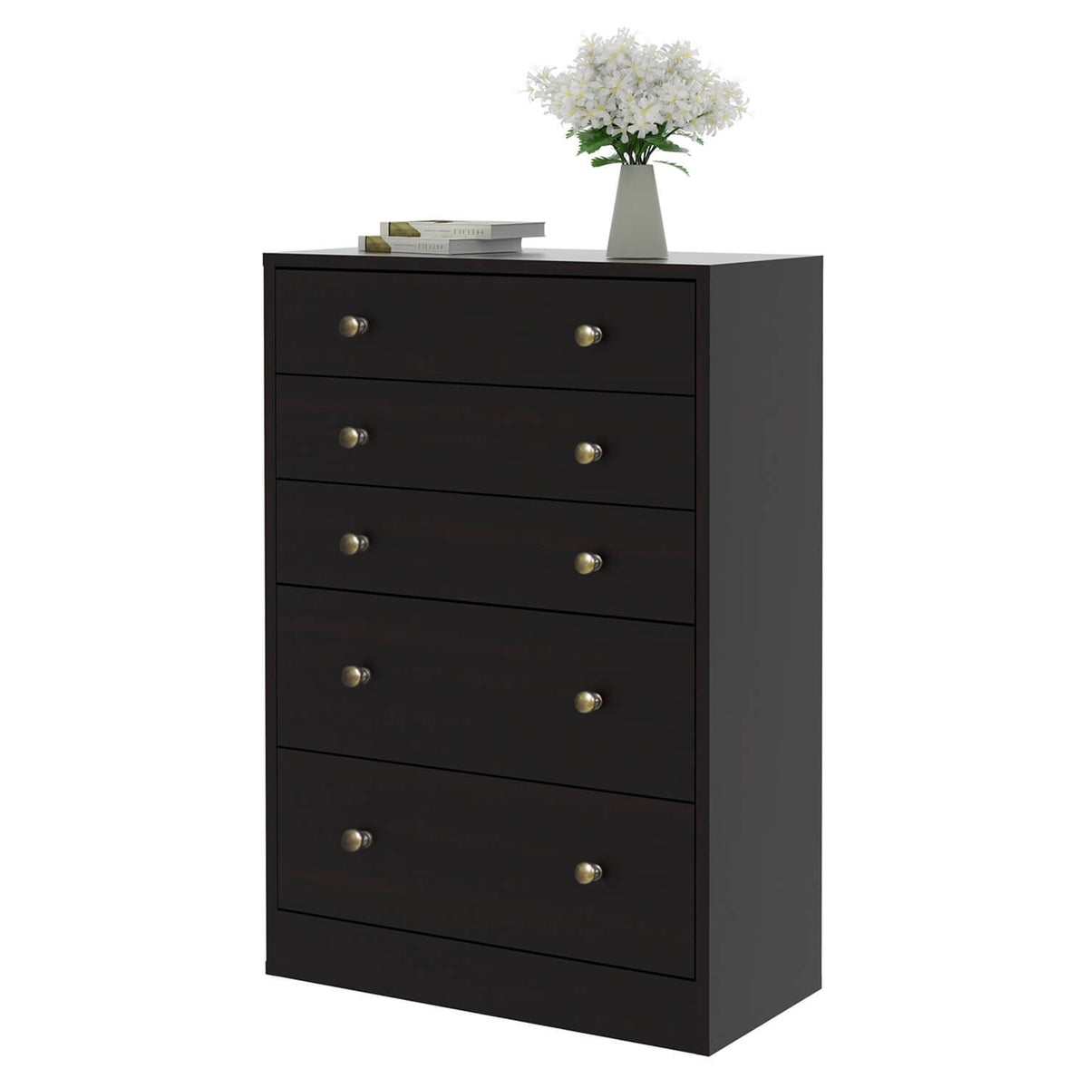 5 Drawer Chest Dresser, Coffee