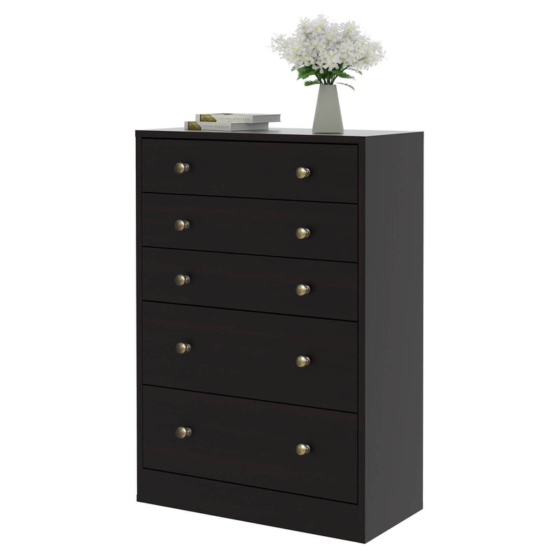 5 Drawer Chest Dresser, Coffee