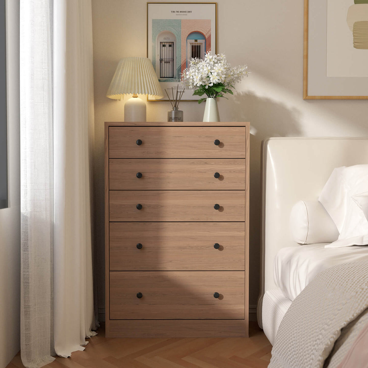5 Drawer Chest Dresser, Burlywood