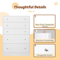 5 Drawer Chest, White