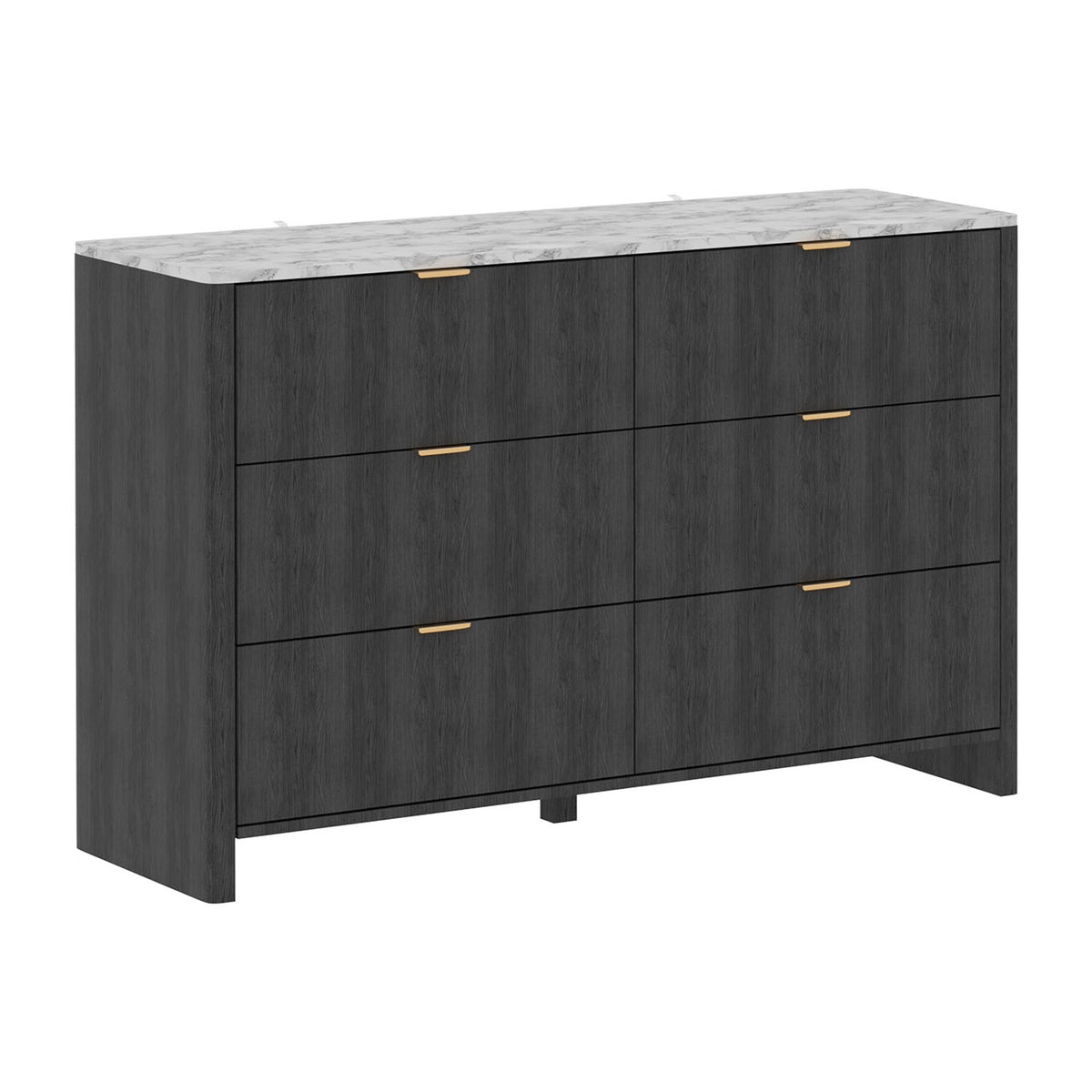 Veikous 6 Drawer Dresser for Bedroom, 50.6"W Chest of Drawers, Fluted Storage Organizer with Metal Handles and Faux Marble Countertop